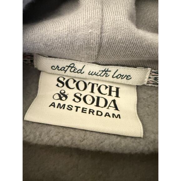 Scotch & Soda Gray Pullover Hoodie Unisex XL Black Embroidered Front & Back Sm - Picture 2 of 8